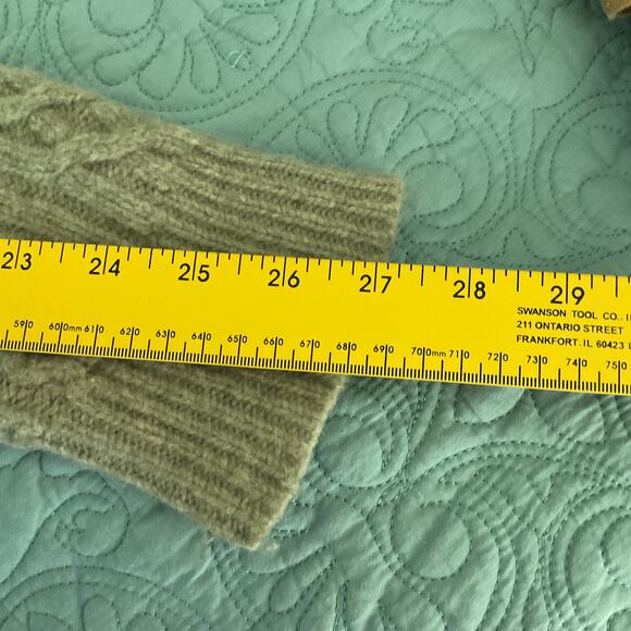 J Crew Womens Lambswool Pom Pom Cable Knit Crewneck Sweater Green Medium - Picture 9 of 9